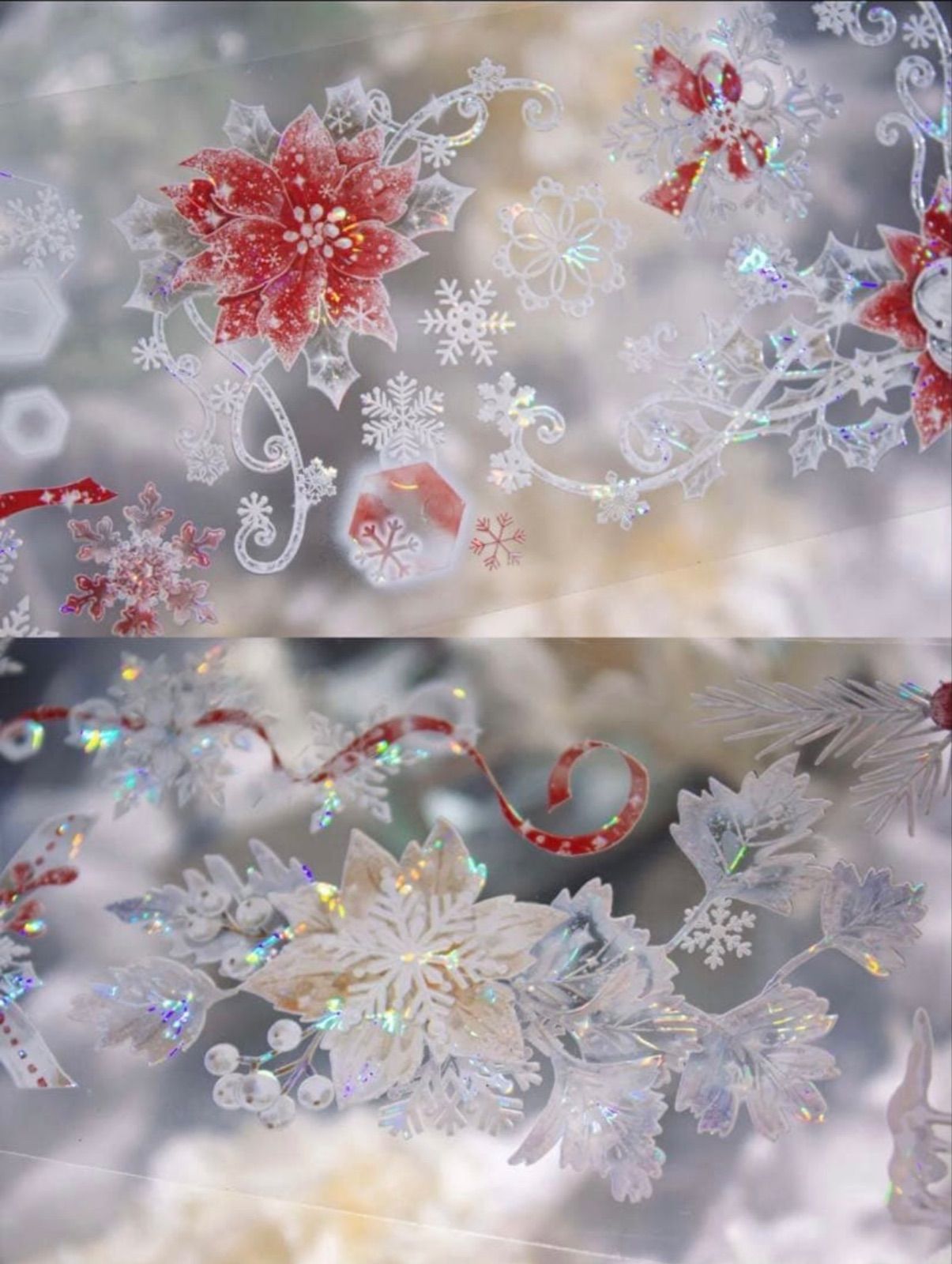 贝壳光 6cm×10m 雪花红梅 海外マスキングテープ 2397 贝壳光 6cm×10m 雪花 海外マスキングテープ 贝壳光 6cm×10m 雪花