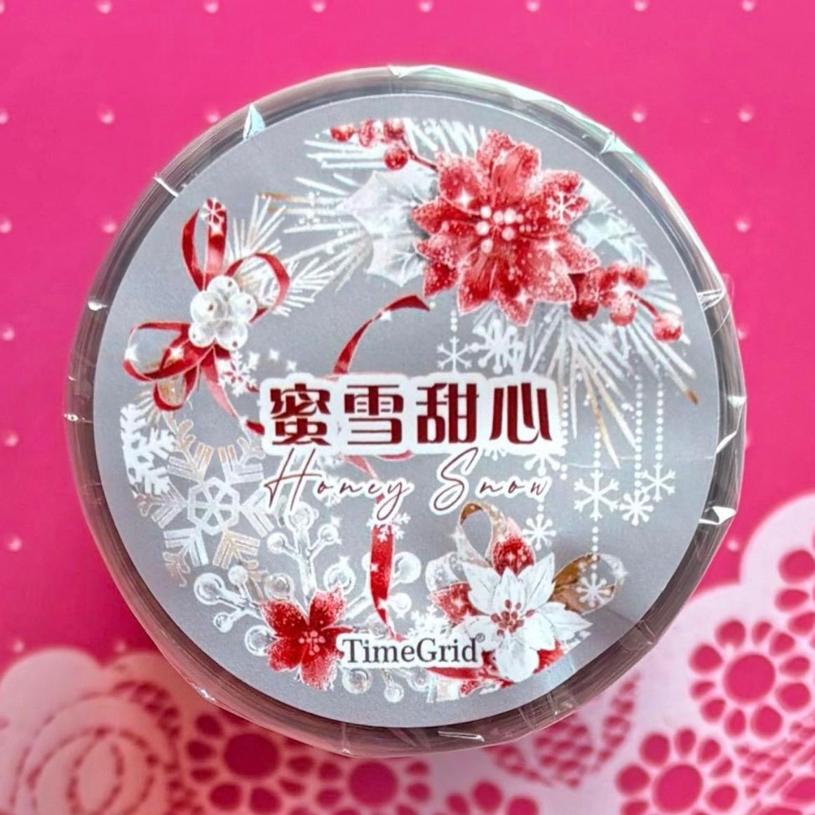 贝壳光 6.5cm×10m 蜜雪甜心 海外マステ 海外マスキングテープ 花 雪の