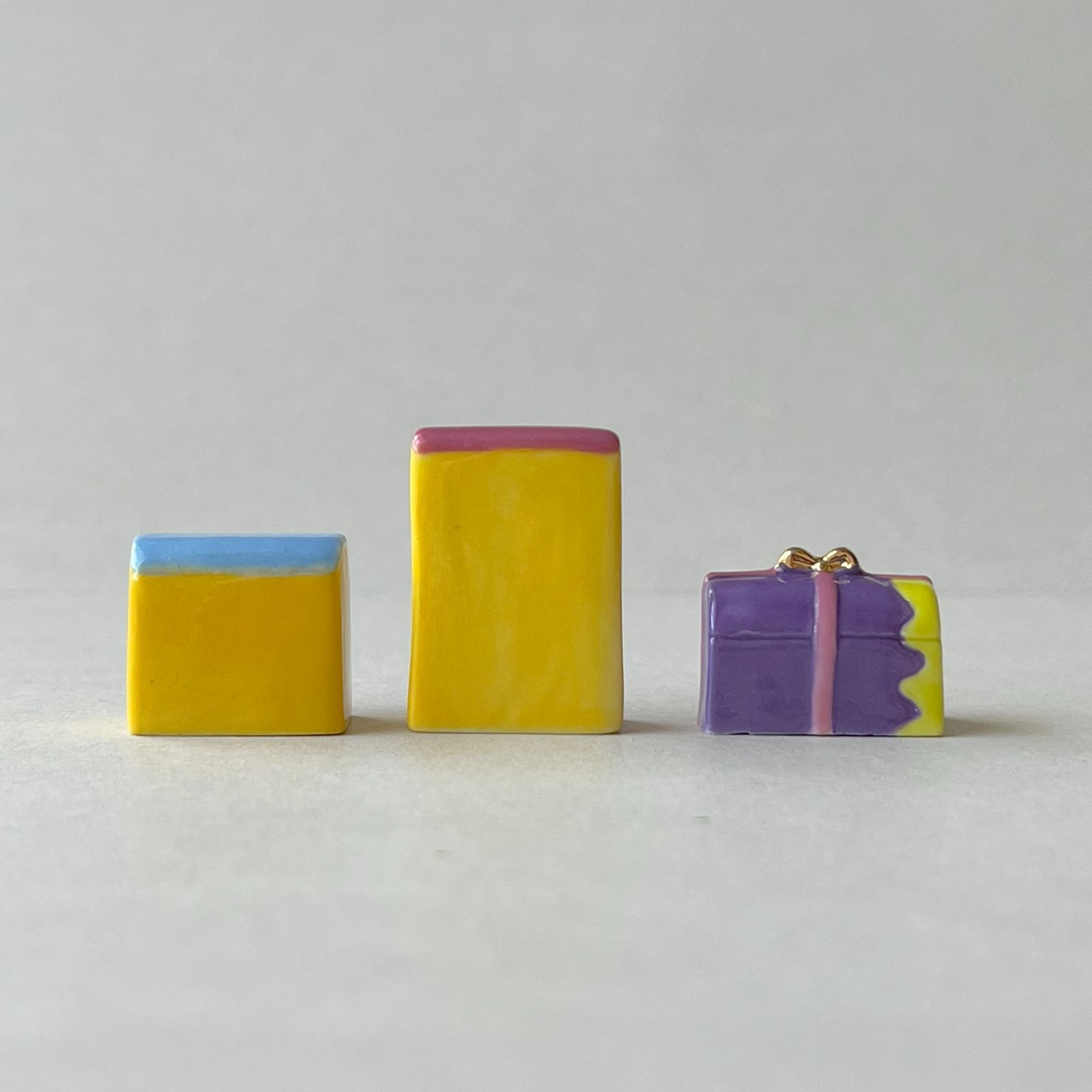 フェーヴ お菓子ボックス 3個 フランス フェーブ ミニチュア陶器