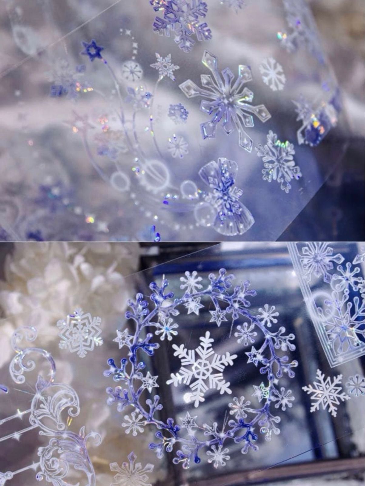 ♡SALE♡贝壳光 6cm×10m 冬日雪国 海外マスキングテープ 贝壳光 6.5cm×10m 雪纷飞 海外マステ 海外マスキングテープ 雪の結晶