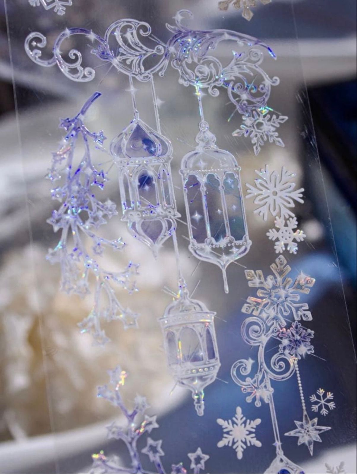 贝壳光 6.5cm×10m 雪纷飞 海外マステ 海外マスキングテープ 雪の結晶