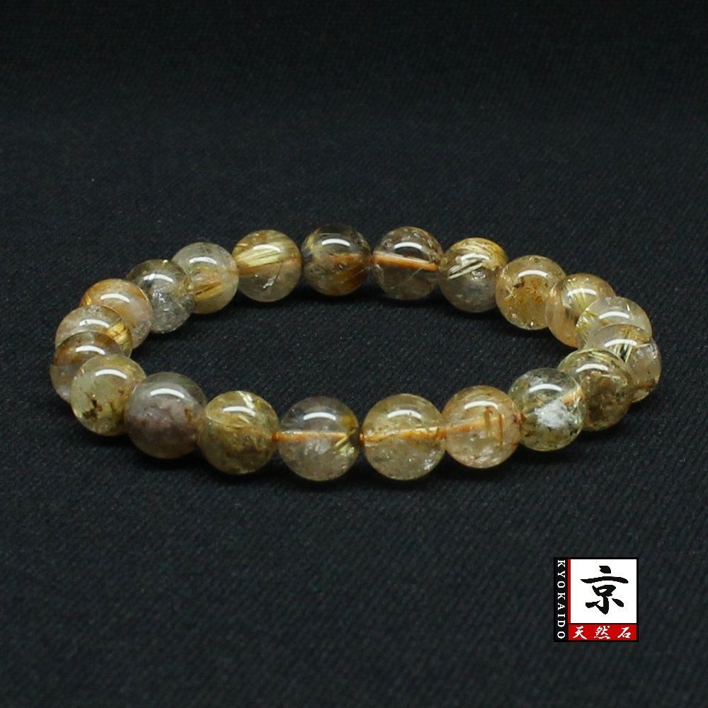 高品質です！ゴールドルチル ブレスレット 約9mm  ① これぞ！標本と言う天然石金針ゴールドルチル【GHB119】9mm 22g・16cm