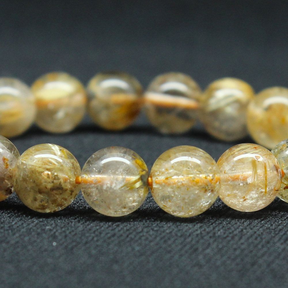 高品質です！ゴールドルチル ブレスレット 約9mm  ① これぞ！標本と言う天然石金針ゴールドルチル【GHB119】9mm 22g・16cm