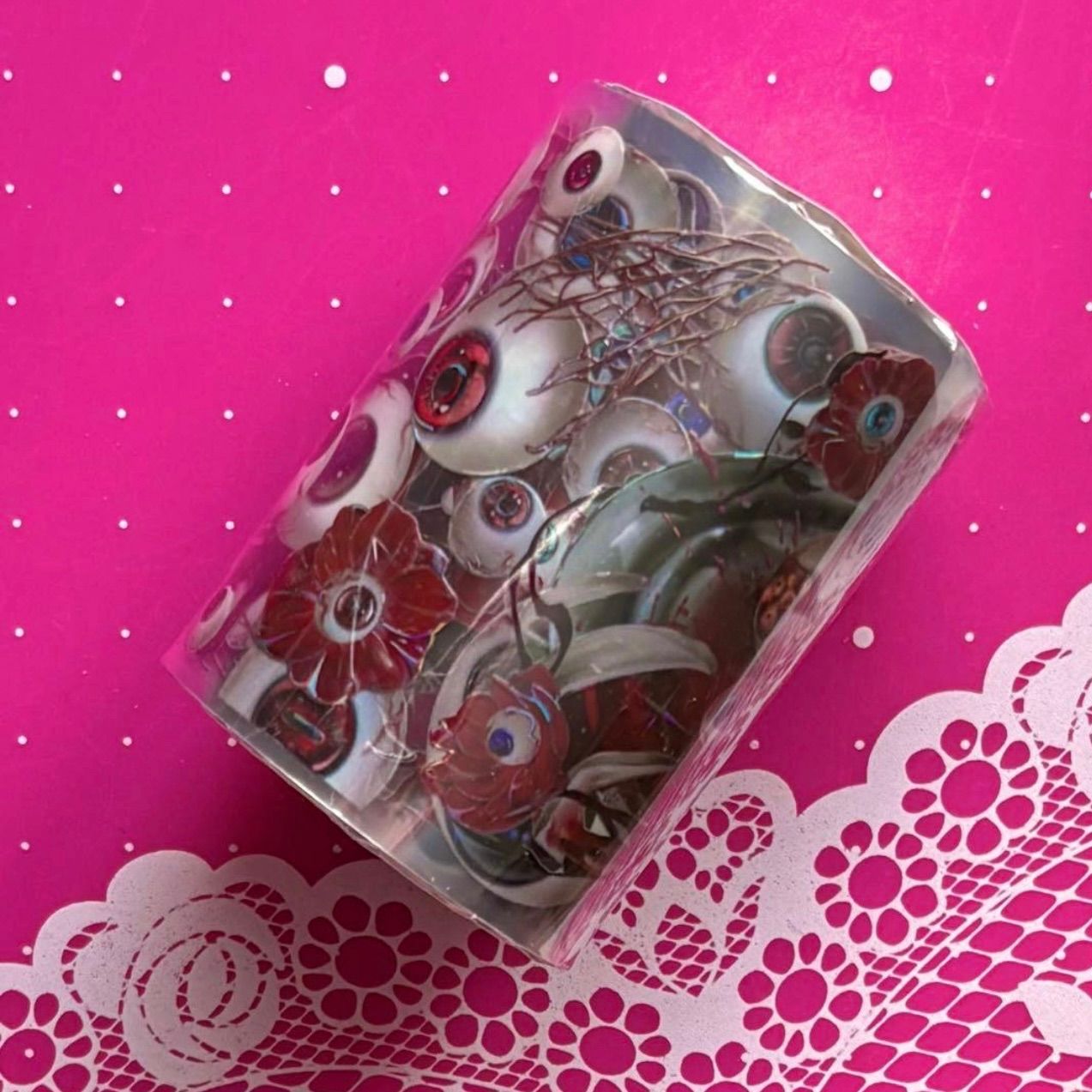 贝壳光 6cm×5m 魔瞳幻影 海外マスキングテープ 海外マステ ダーク系 目