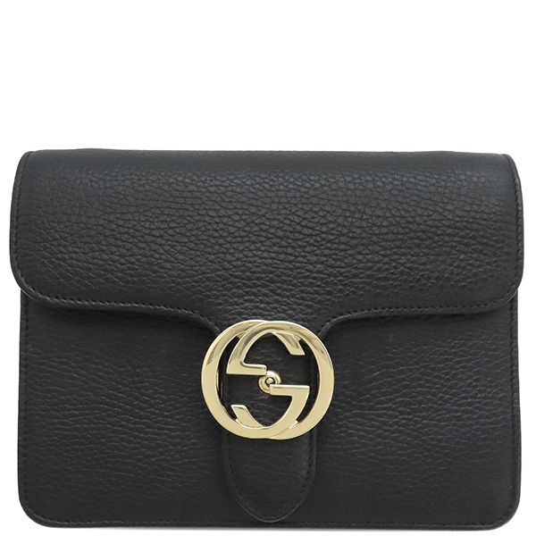【中古】GUCCI ショルダーバッグ　ブラックレザー　インターロッキングG 楽天市場】GUCCI グッチ インターロッキングG ショルダーバッグ