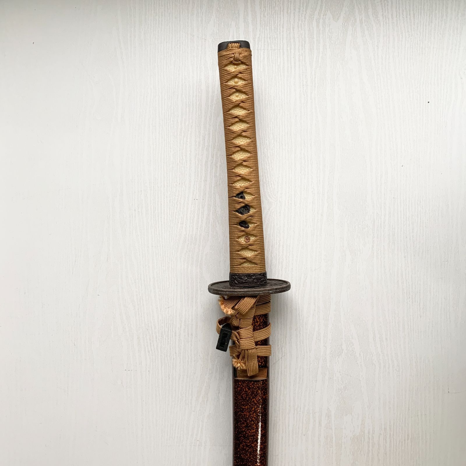 模造刀 大小 日本刀 2本セット オレンジ色 金属製 さや付き 民芸品