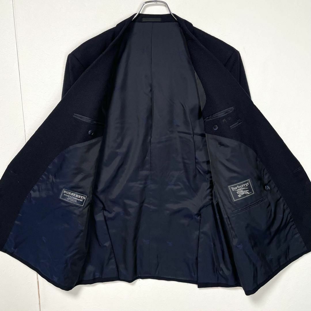 最高級 90s バーバリーズ 紺ブレザー 金ボタン ダブル カシミヤ混 A7