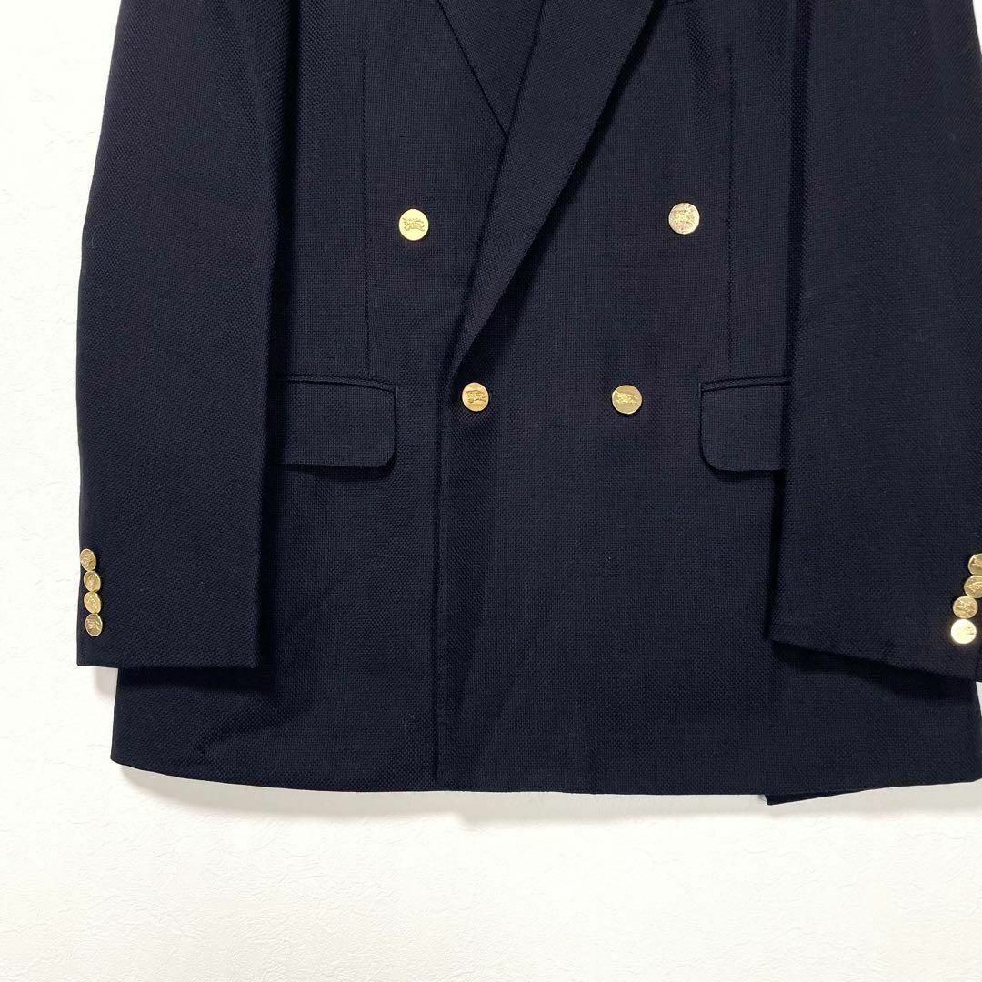 最高級 90s バーバリーズ 紺ブレザー 金ボタン ダブル カシミヤ混 A7