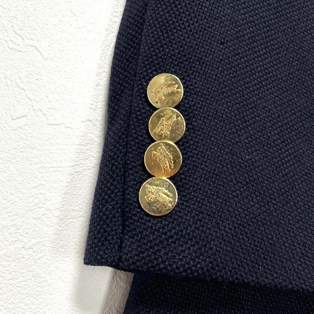 最高級 90s バーバリーズ 紺ブレザー 金ボタン ダブル カシミヤ混 A7