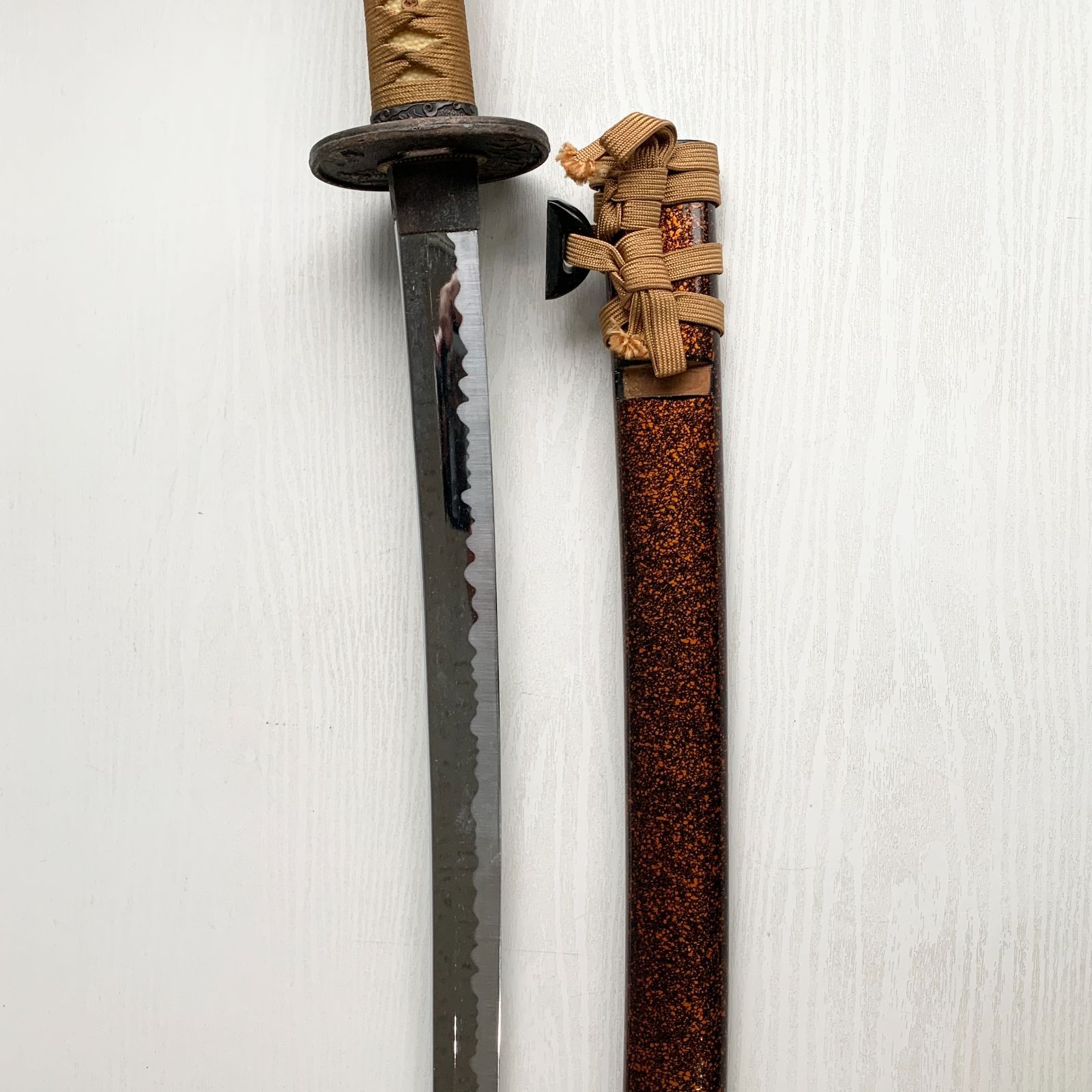 模造刀 大小 日本刀 2本セット オレンジ色 金属製 さや付き 民芸品