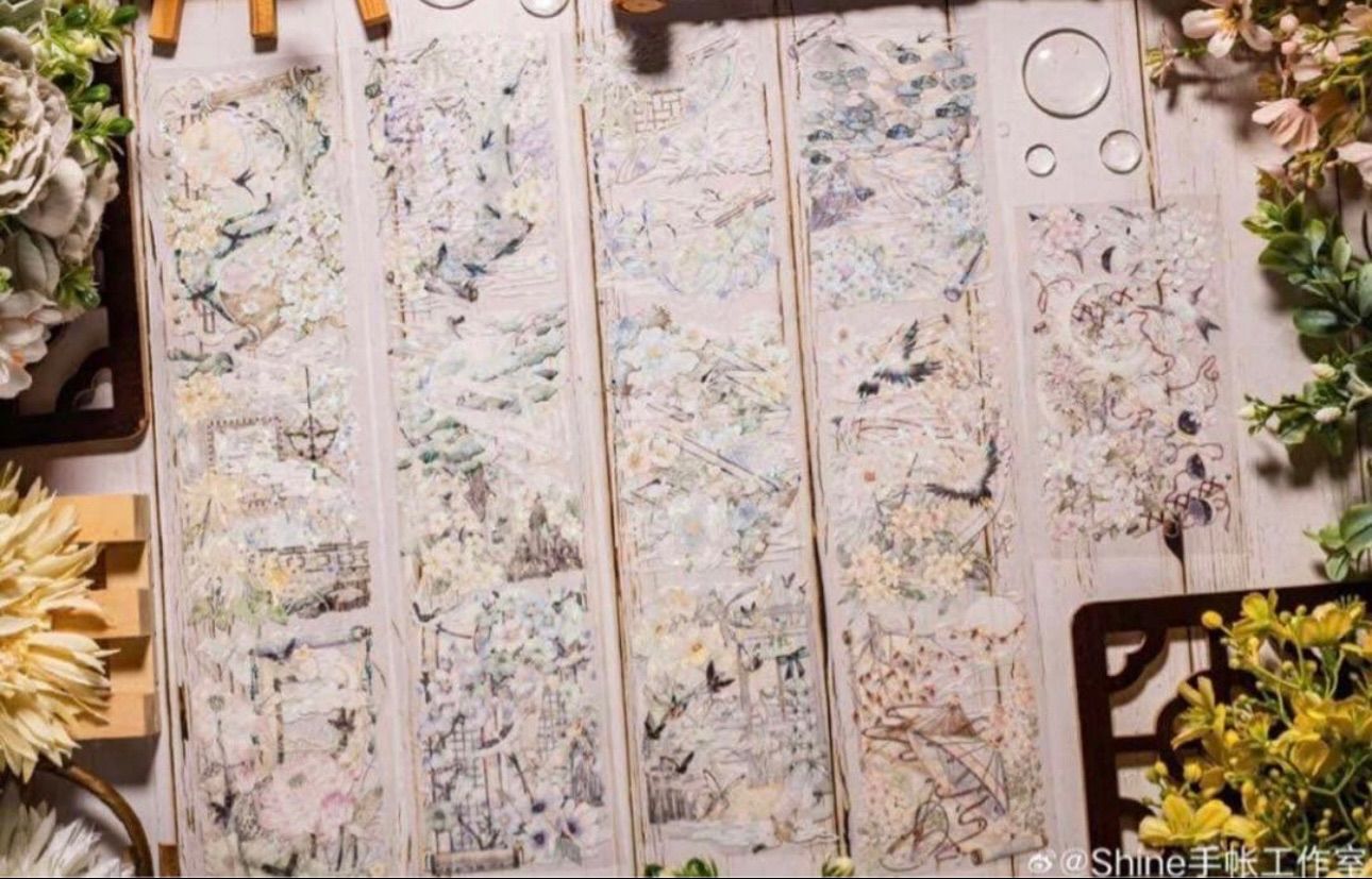 贝壳光 7cm×10m 笔落春风 海外マスキングテープ 海外マステ 和柄