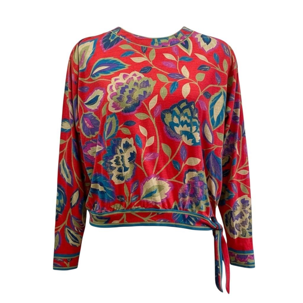 LEONARD レオナール 花柄カットソー ウール シルク 長袖 Lサイズ