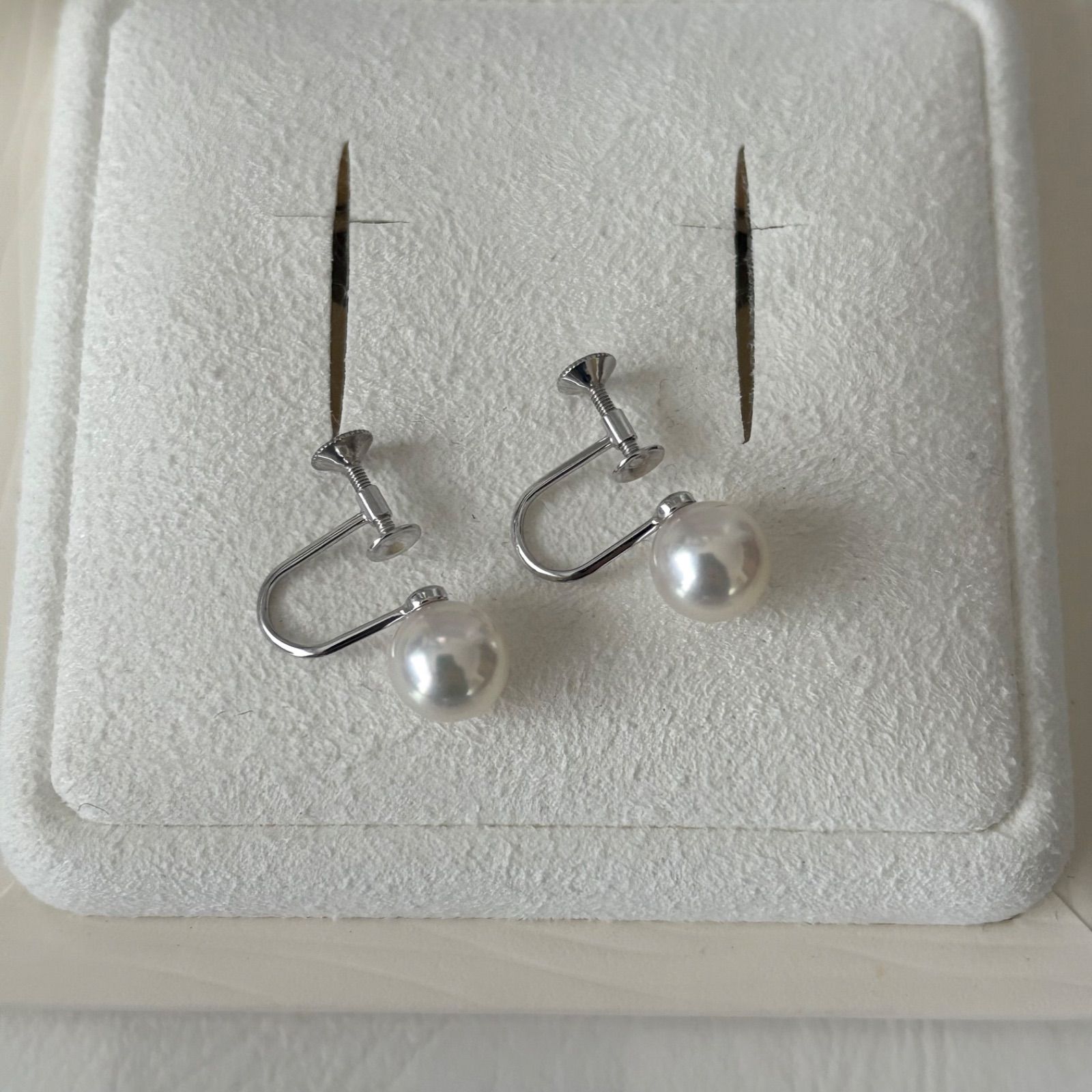 054【ミキモト】K18 パール 約7.8mm イヤリング 箱付き ミキモト K18YG アコヤ真珠 ダイヤモンド イヤリング