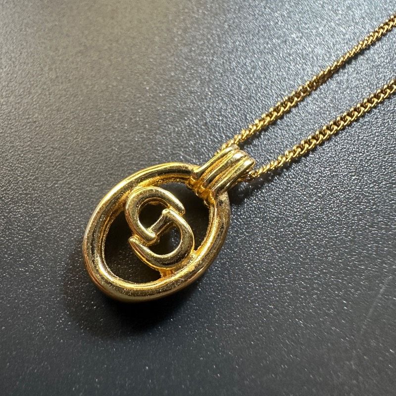 vintage】Christian Dior ディオール ゴールドカラー ロゴオーバル