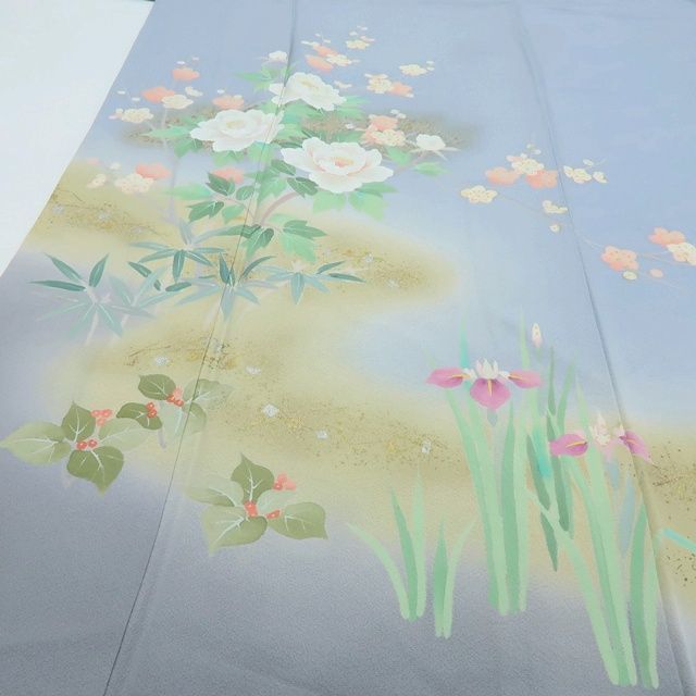 百華❀Y4015◇正絹 作家物落款 手縫い仕立て 牡丹 椿 梅 訪問着 着物