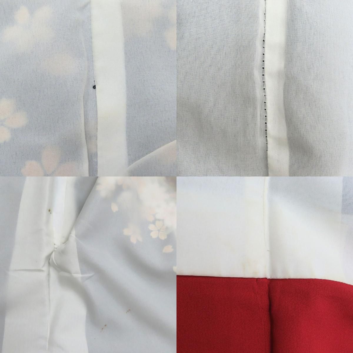 中古】 訪問着・付下 正絹 ブラック オレンジ系 男仕立て 大衆演劇