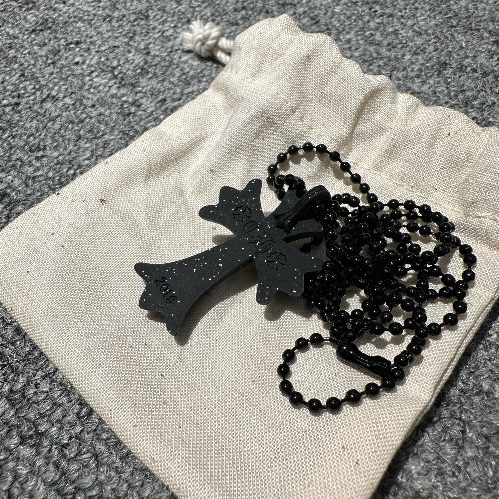 CHROME HEARTSシリコンラバーネックレス グリッター ラメ入りブラック 新品未使用 クロムハーツ CHROME HEARTS シリコン SILICON ラバー