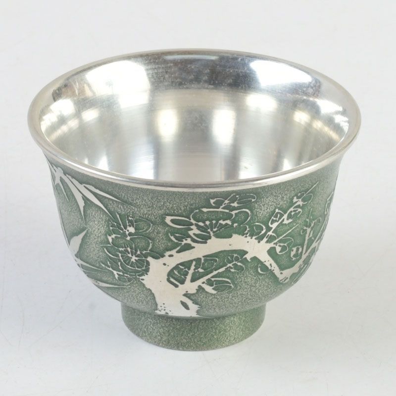 煎茶道具 中村光山造 錫製 松竹梅刻 ぐい呑 共箱 N S340 - メルカリ