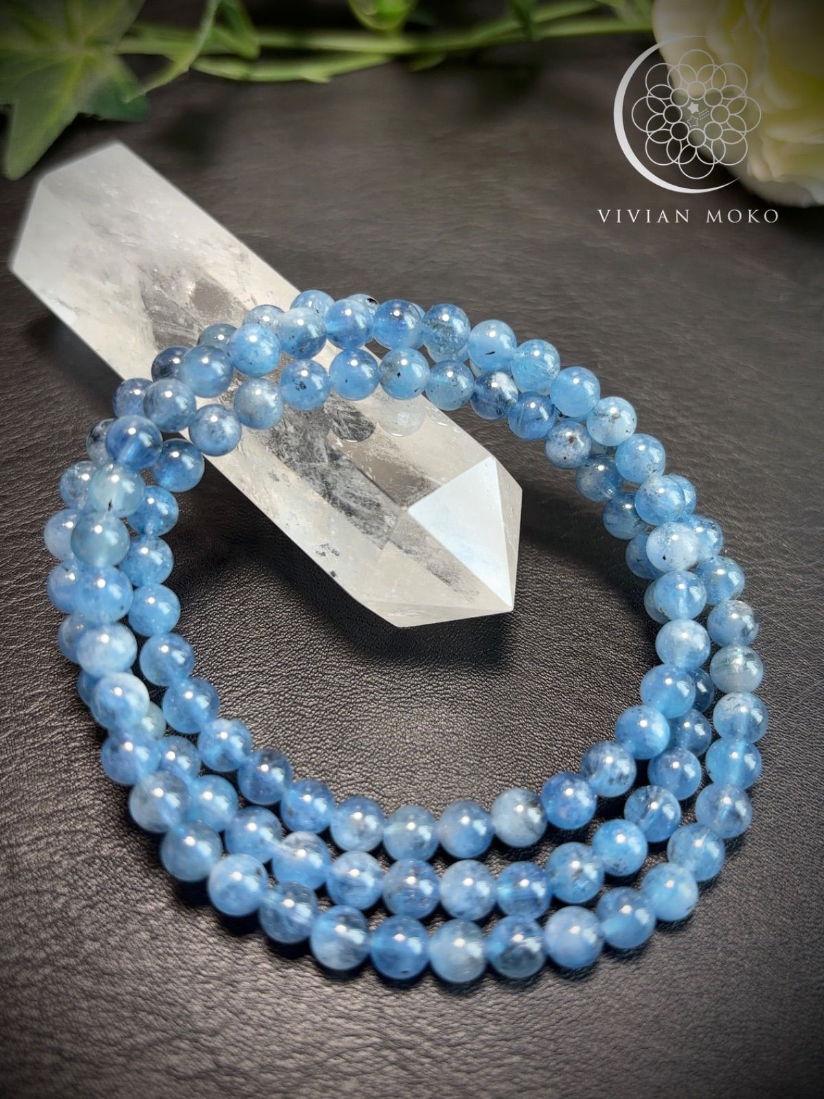 高品質】上質 デビル アクアマリン 14mm ブレスレット 天然石 希少