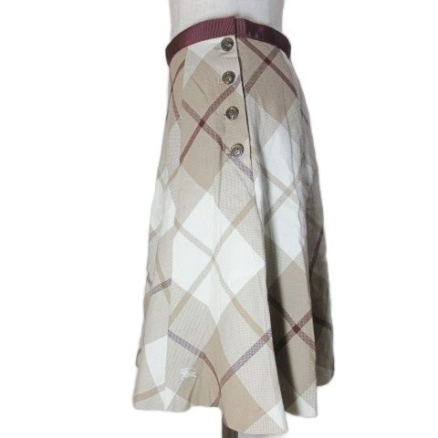 【未使用】ブルーレーベル フレア スカート チェック ひざ丈 ピンク 38 BLUE LABELバーバリーチェック柄フレアスカート ひざ丈 ピンク