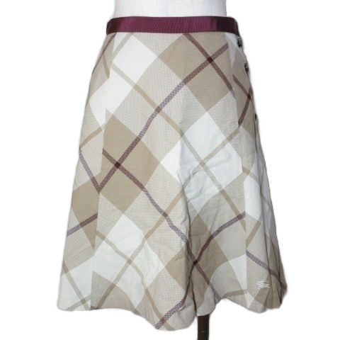 BURBERRY BLUE LABEL フレアスカート 36 ピンク×チェック バーバリー