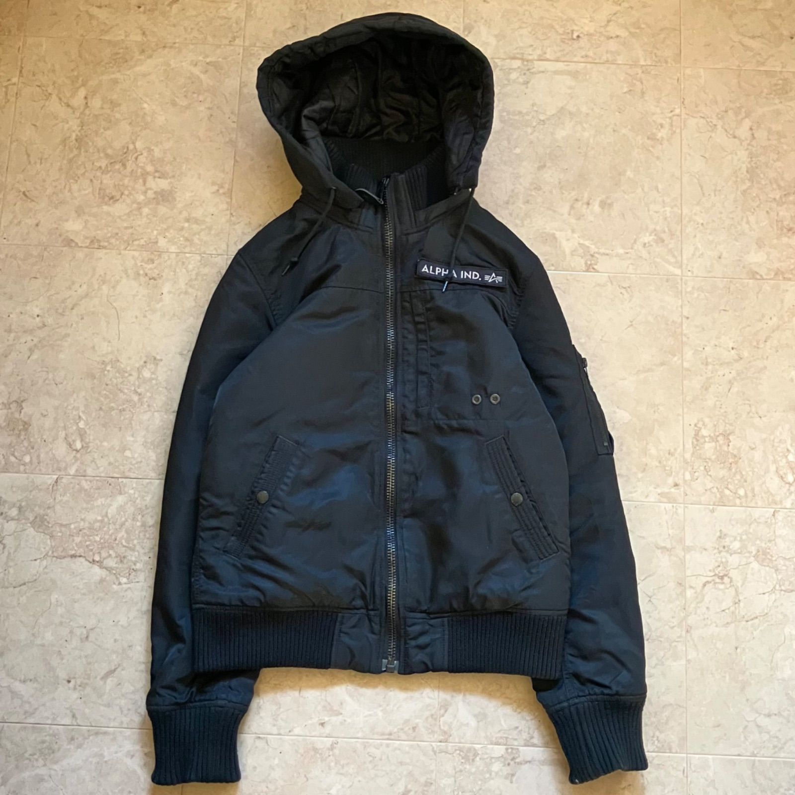 美品】ALPHA INDUSTRIES フーデッドリブジャケット Mサイズ フライト 