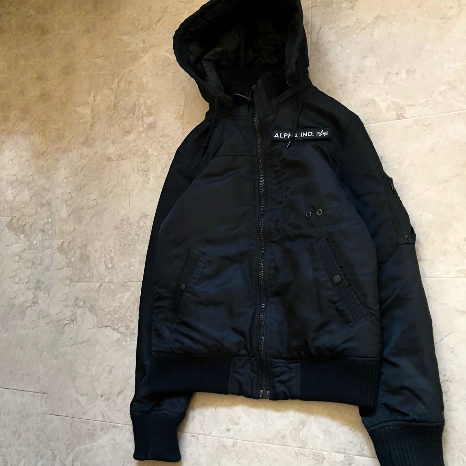 美品】ALPHA INDUSTRIES フーデッドリブジャケット Mサイズ フライト 