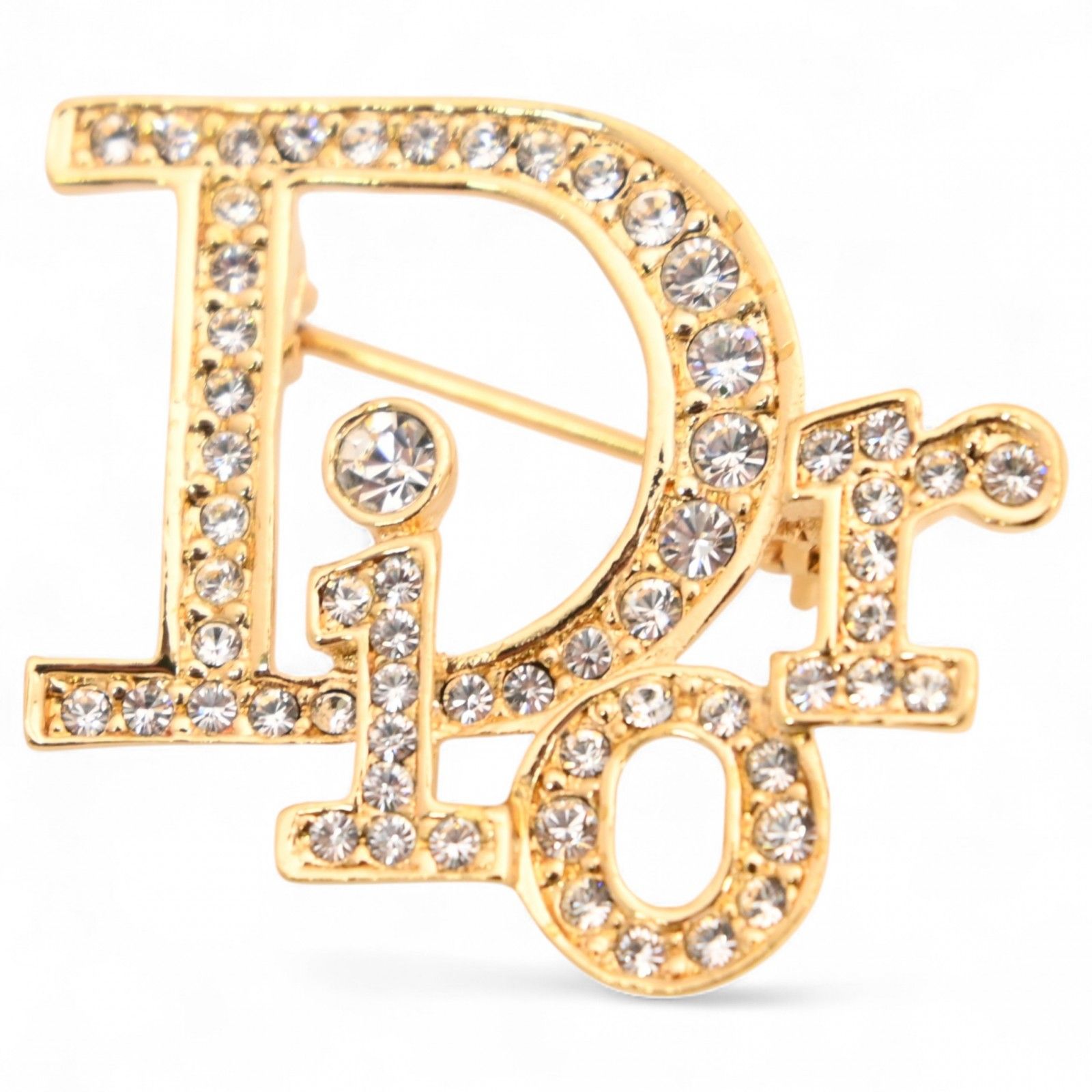 ディオール Diorロゴ ブローチ ラインストーン Aランク di5512jj