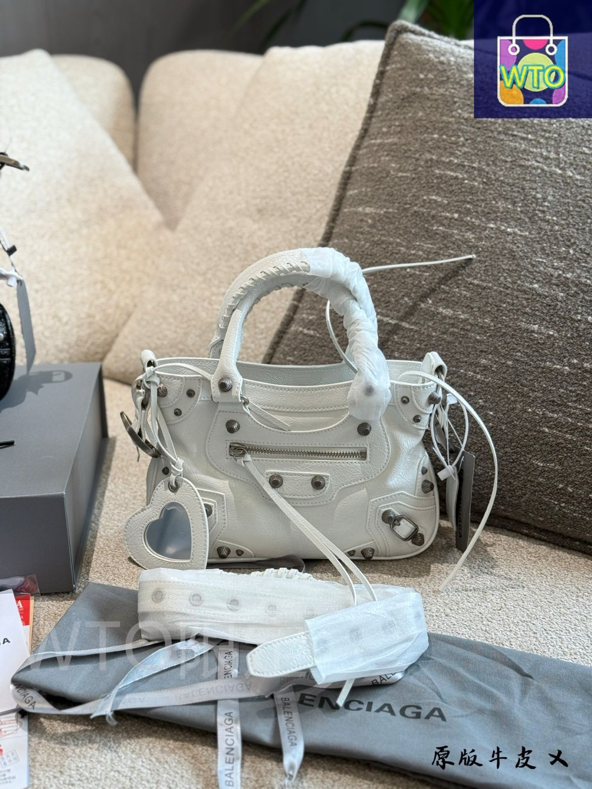 BALENCIAGA モトサイクルバッグ - ホワイト レザー [本日特価|新品未