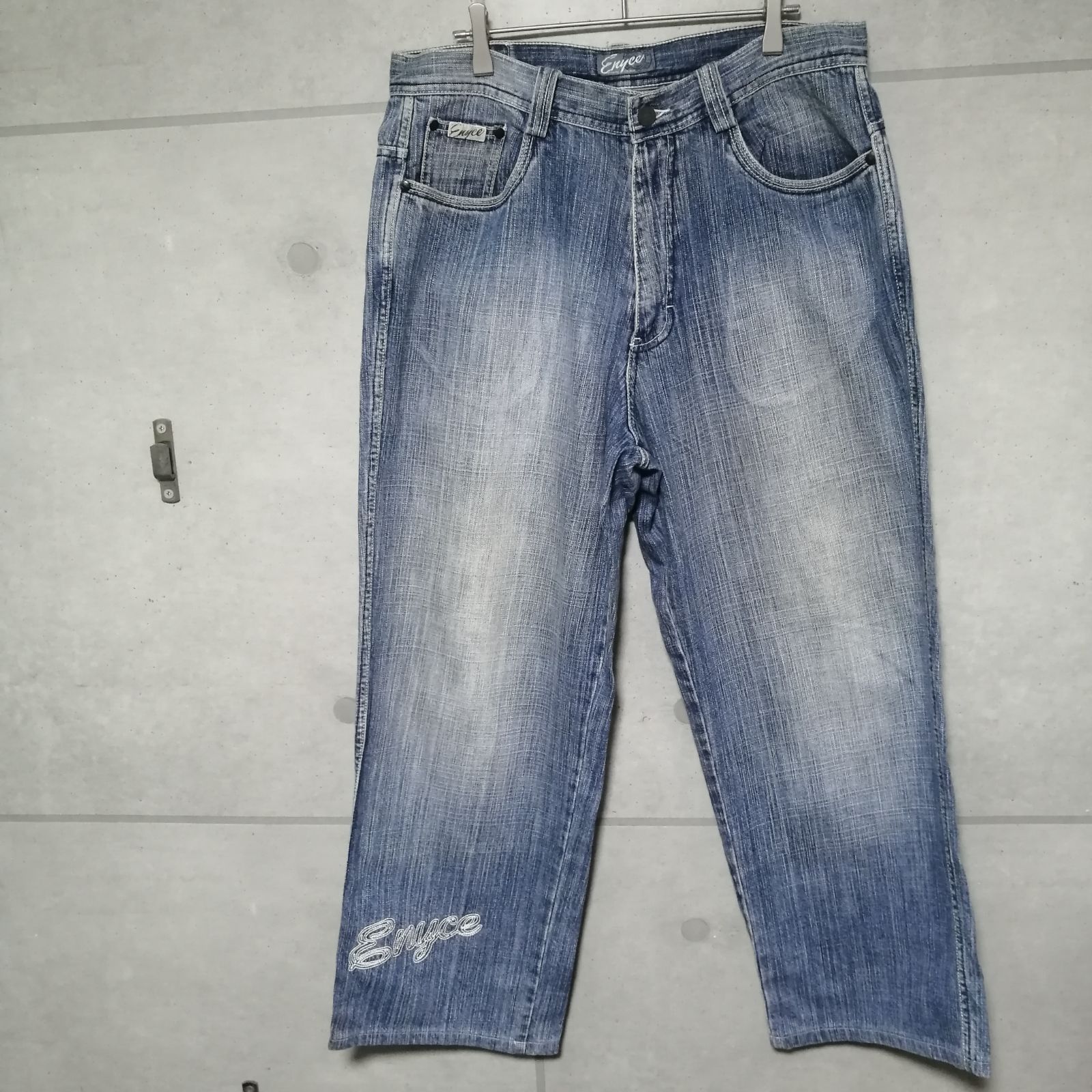 ENYCE 規格外 刺繍 極太 デニム W32 bboy BIGサイズ バギー ENYCE 極太
