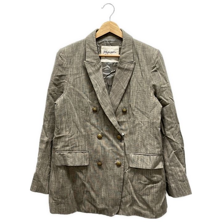 美品 イエナIENA maison コットンリネンドビージャケット◆テーラード IENA ③ maison コットンリネンドビージャケット レディース グレー