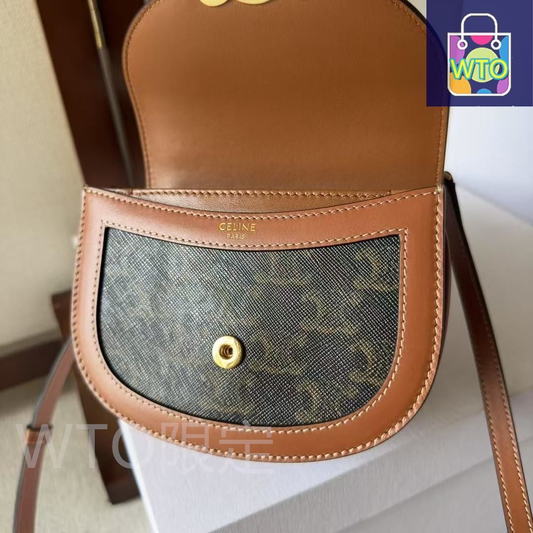 CELINE ショルダーバッグ ブラック/ブラウン - メルカリ