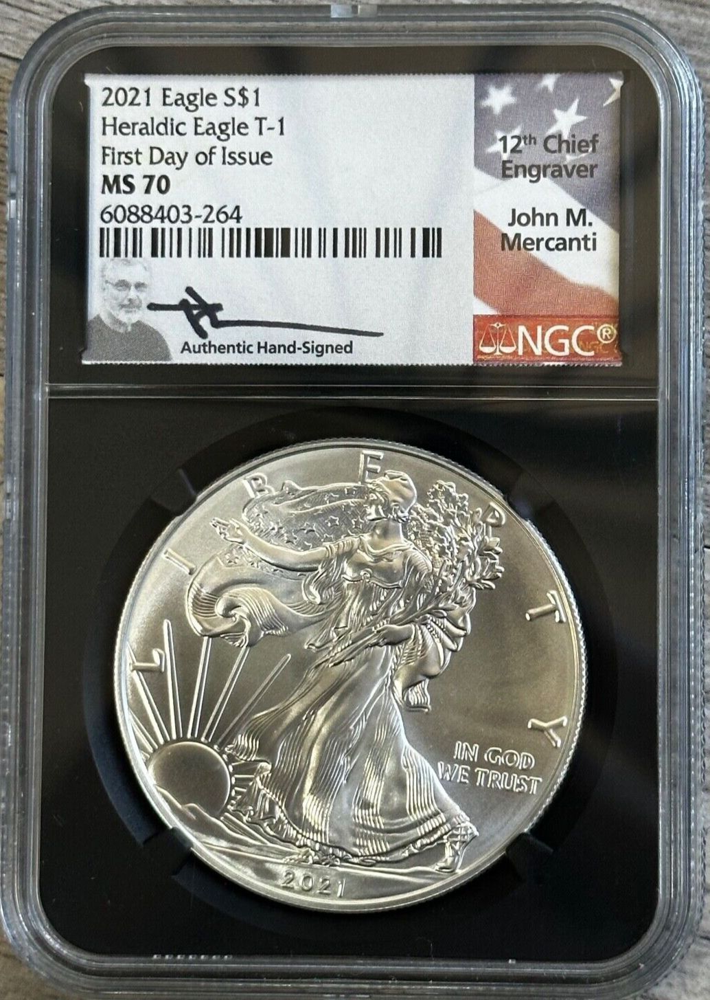 2021年 アメリカンシルバーイーグル カラー化 2021年 アメリカン シルバー イーグル ランディング T-1 FDOI