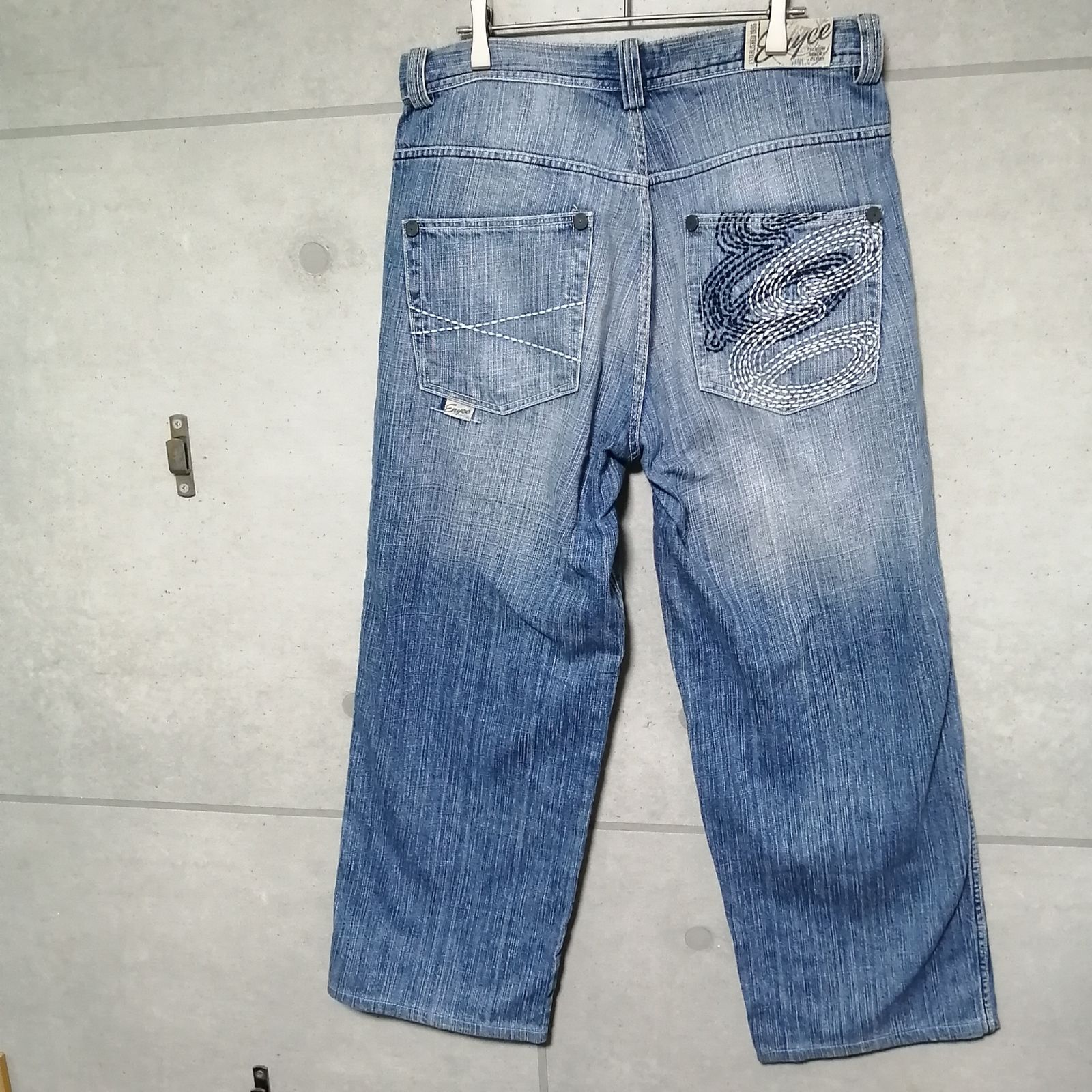ENYCE 規格外 刺繍 極太 デニム W32 bboy BIGサイズ バギー ENYCE 極太
