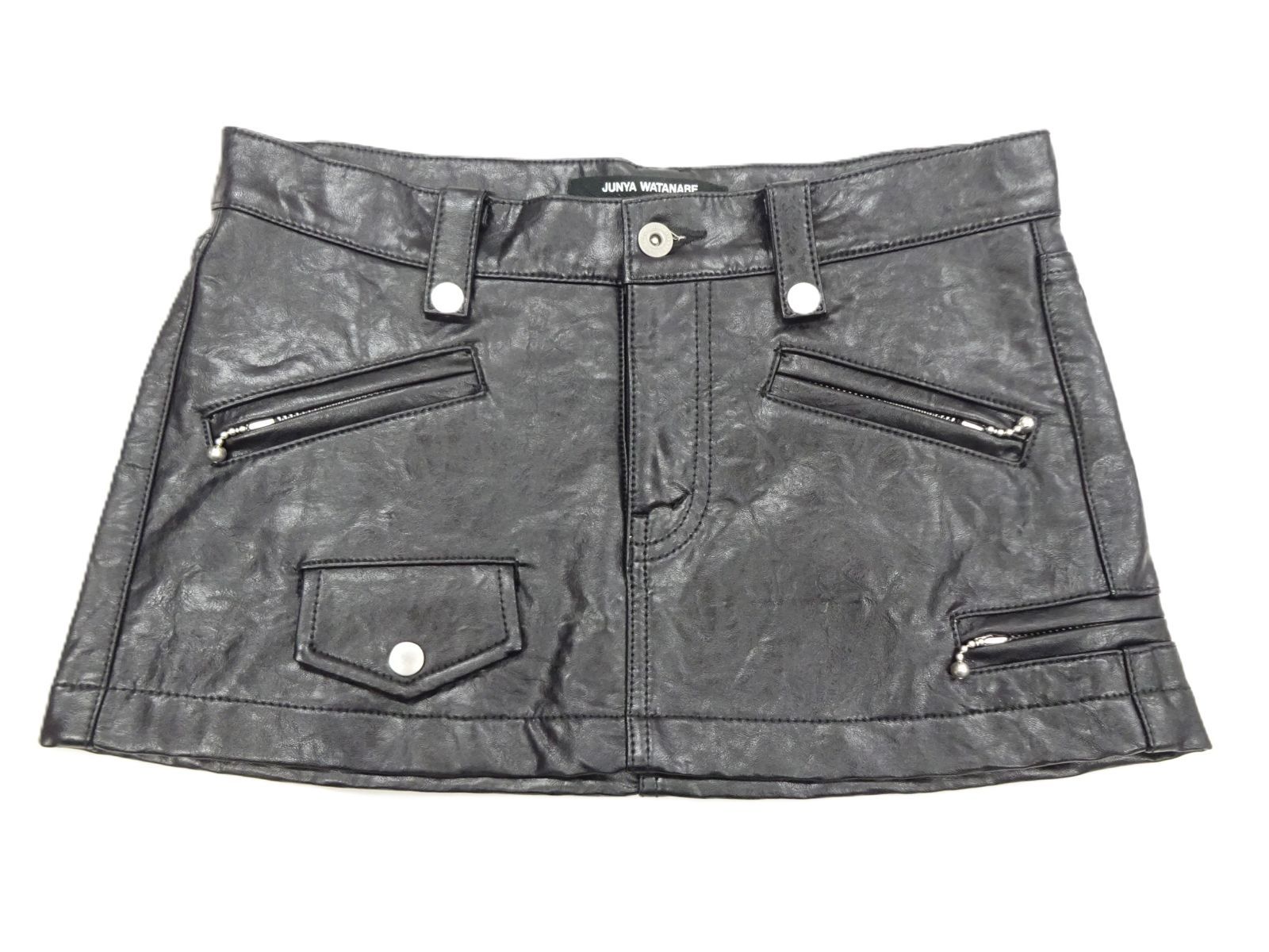 ジュンヤ ワタナベ コムデギャルソン レザー スカート S ブラック