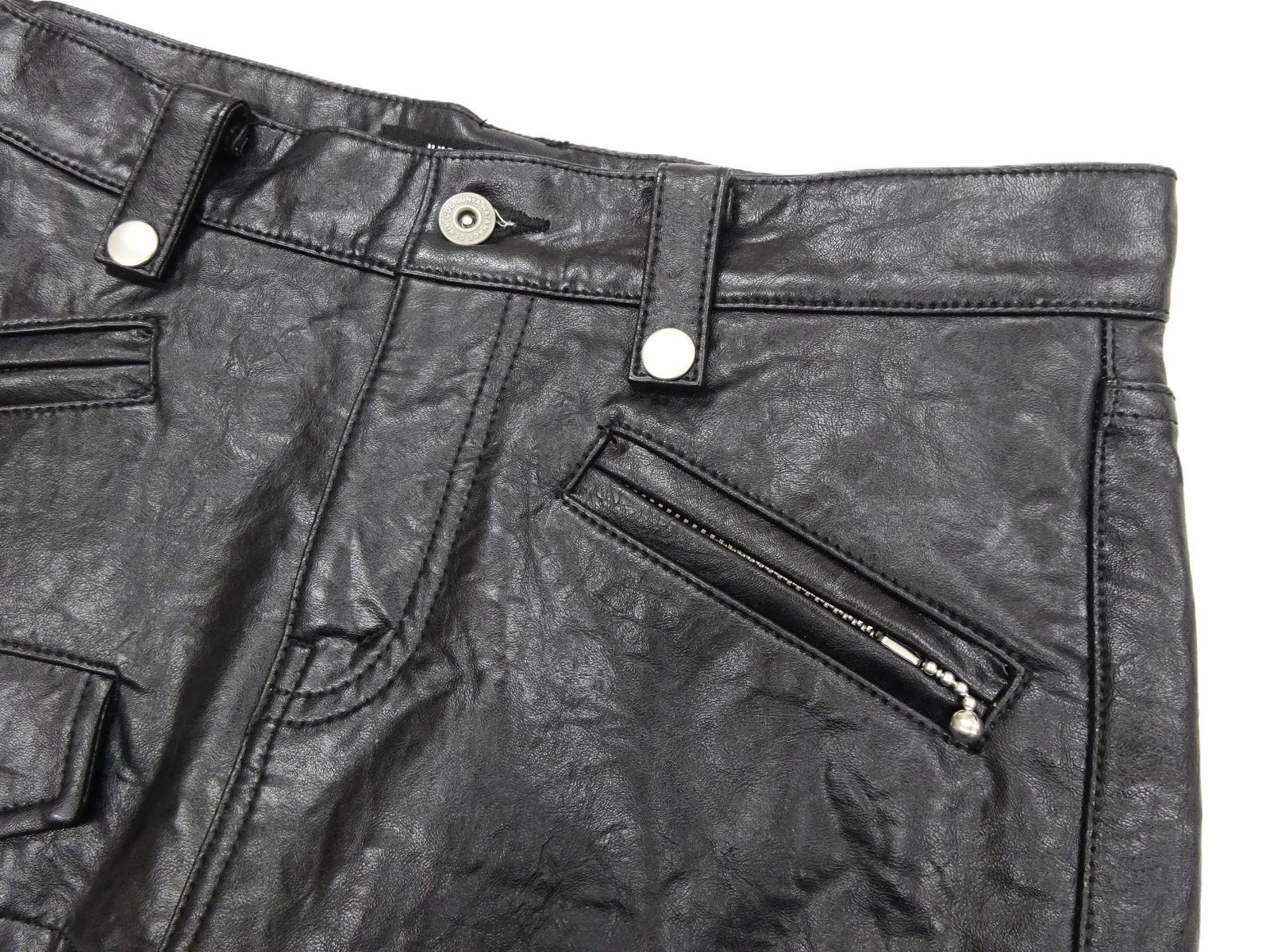 ジュンヤ ワタナベ コムデギャルソン レザー スカート S ブラック