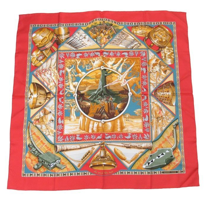 HERMES エルメス カレ90 スカーフ Au Son du Tam Tam 『タムタムの音に