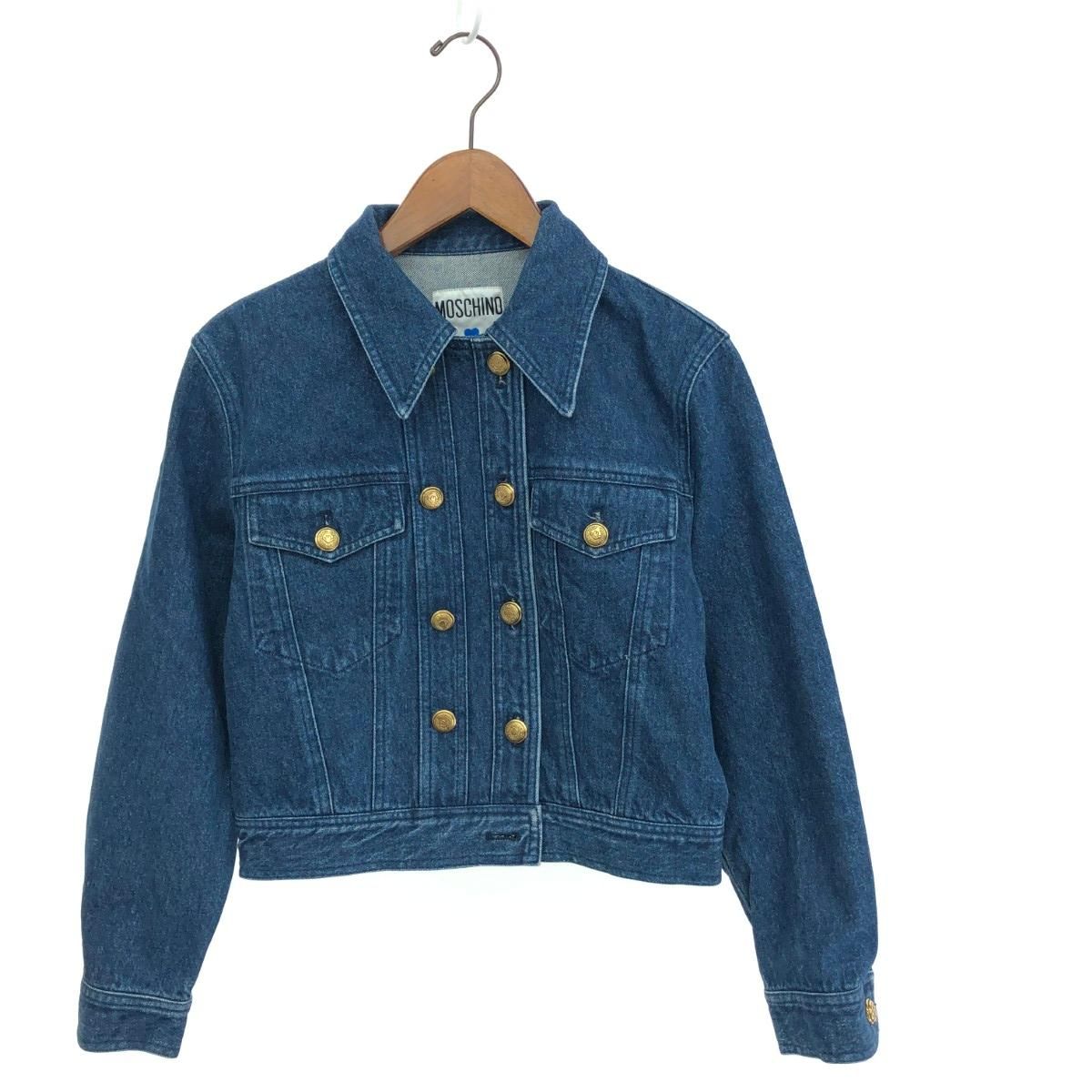 MOSCHINO 金ボタン ファスナーデザイン デニムジャケット 中綿入り MOSCHINO 金ボタン ファスナーデザイン デニムジャケット 中綿入り