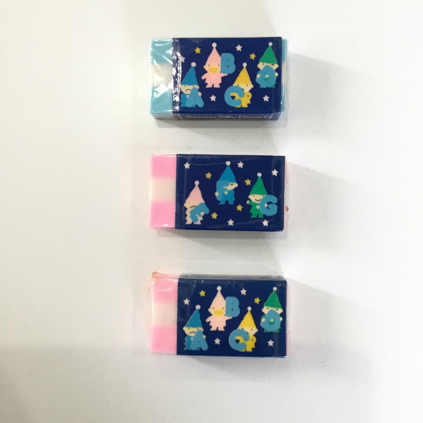 難あり※ サンリオ セブンシリードワーフ 消しゴム 3個セット ピンク2