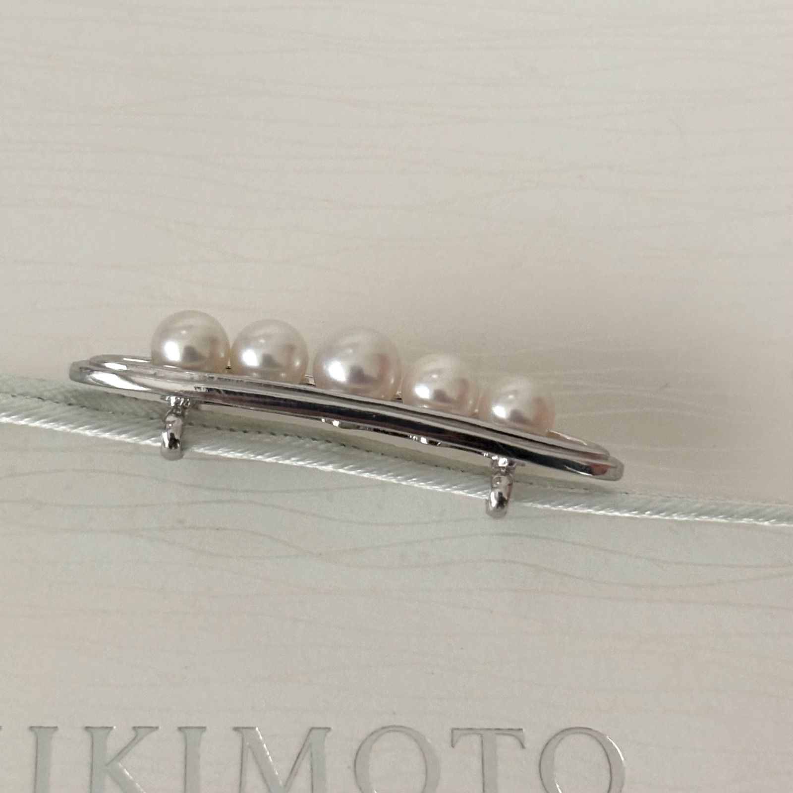 380【ミキモト】シルバー　パール　ブローチ　帯留め MIKIMOTO ミキモト パール ブローチ 帯留め シルバー ヴィンテージ