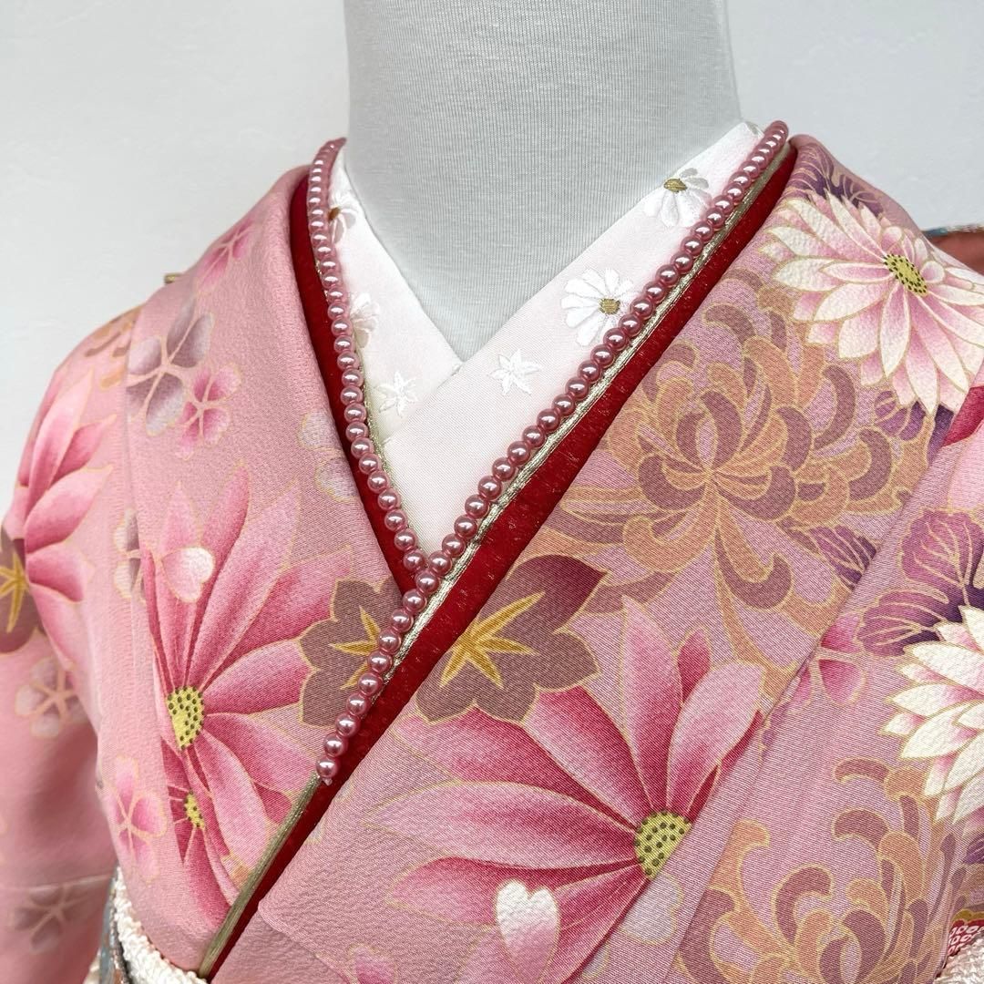 【着物と帯 時流】L25300◆正絹 振袖7点セット◆必要な物は全て揃っています レンタル】振袖 着物セット 正絹着物+袋帯 成人式 晴れ着 往復送料無料