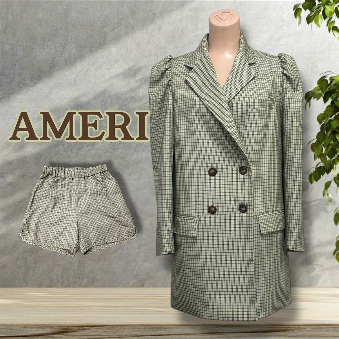 美品】 AMERI CHECK JACKET MINI DRESS ボトム付き size s 2way仕様