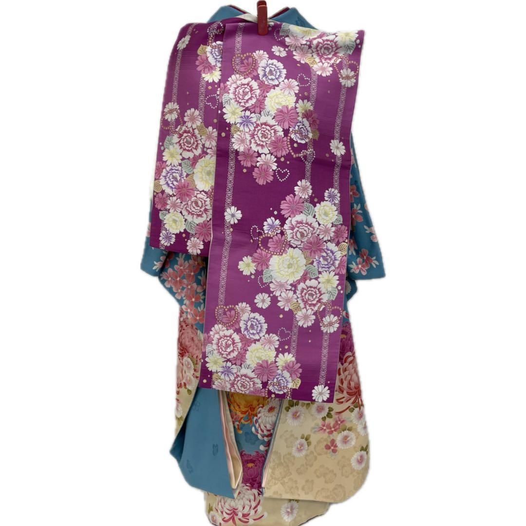 【着物と帯 時流】25577s◆正絹 振袖7点セット◆必要な物は全て揃っています レンタル】振袖 着物セット 正絹着物+袋帯 成人式 晴れ着 往復送料無料