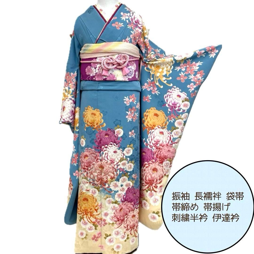 着物と帯 時流】L25896t◇正絹 振袖7点◇必要な物全て揃うセット