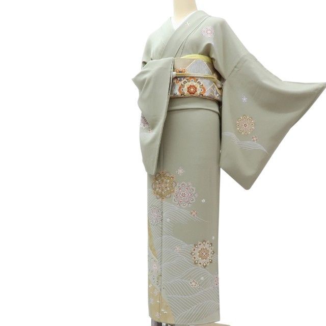 Y3907◇美品 正絹 染め一つ紋 手縫い仕立て お召 着物 Y3907◇美品 正絹 染め一つ紋 手縫い仕立て お召 着物 Y1747◇美