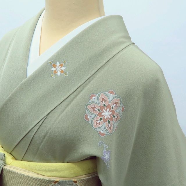 百華❀Y4024◇美品 正絹 染め一つ紋 手縫い仕立て トールサイズ 訪問着