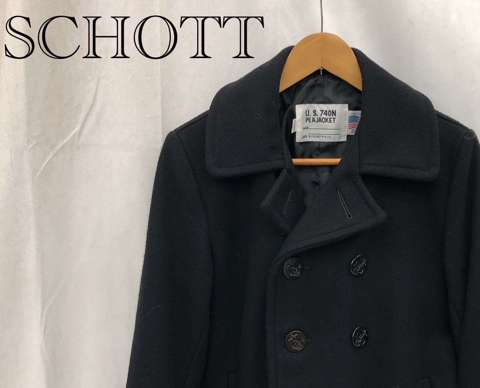 SCHOTT ショット ウールピーコート U.S 740N 36 ブラック メンズ USA M