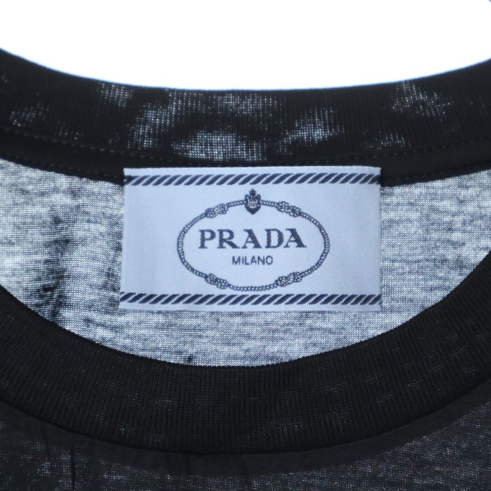 PRADA プラダ AD2022 クルーネック ショートスリーブ シアー カットソー 半袖 Tシャツ ブラック レディース TDNA976 S221 PRADA (プラダ) AD2022 クルーネック ショートスリーブ シアー