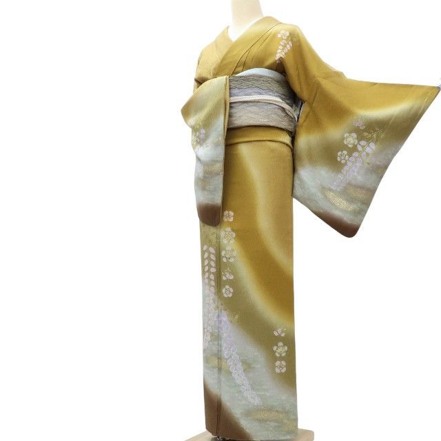 百華❀Y4026◇美品 作家物落款 金駒刺繡 手縫い仕立て 梅 藤 訪問着