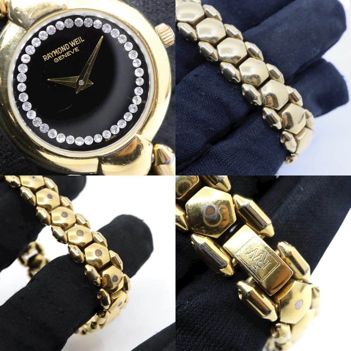 電池交換済】レイモンドヴェイル 腕時計 5842 レディース 18KGP ライン